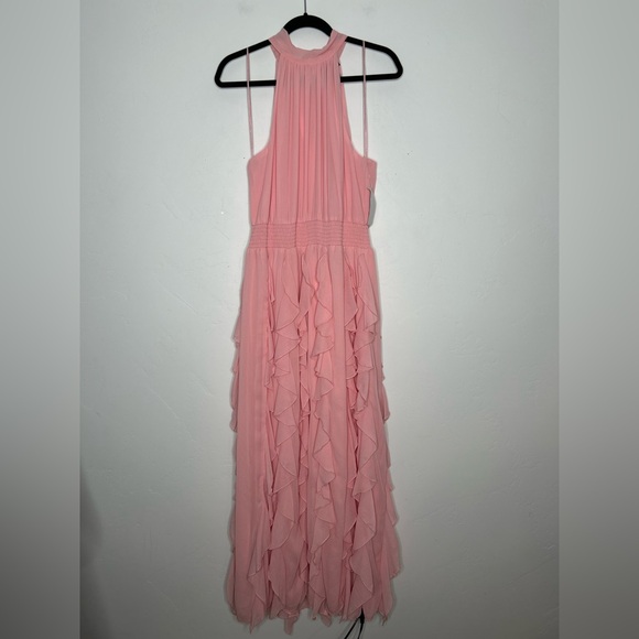 1State Dresses & Skirts - NWT 1State Bubblegum Pink Halter Maxi Dress Ruffles Valentines Day Easter XL